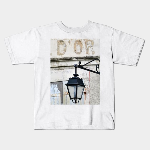 Gold Bar, French Cafe Culture, an old street lamp Kids T-Shirt by JonDelorme